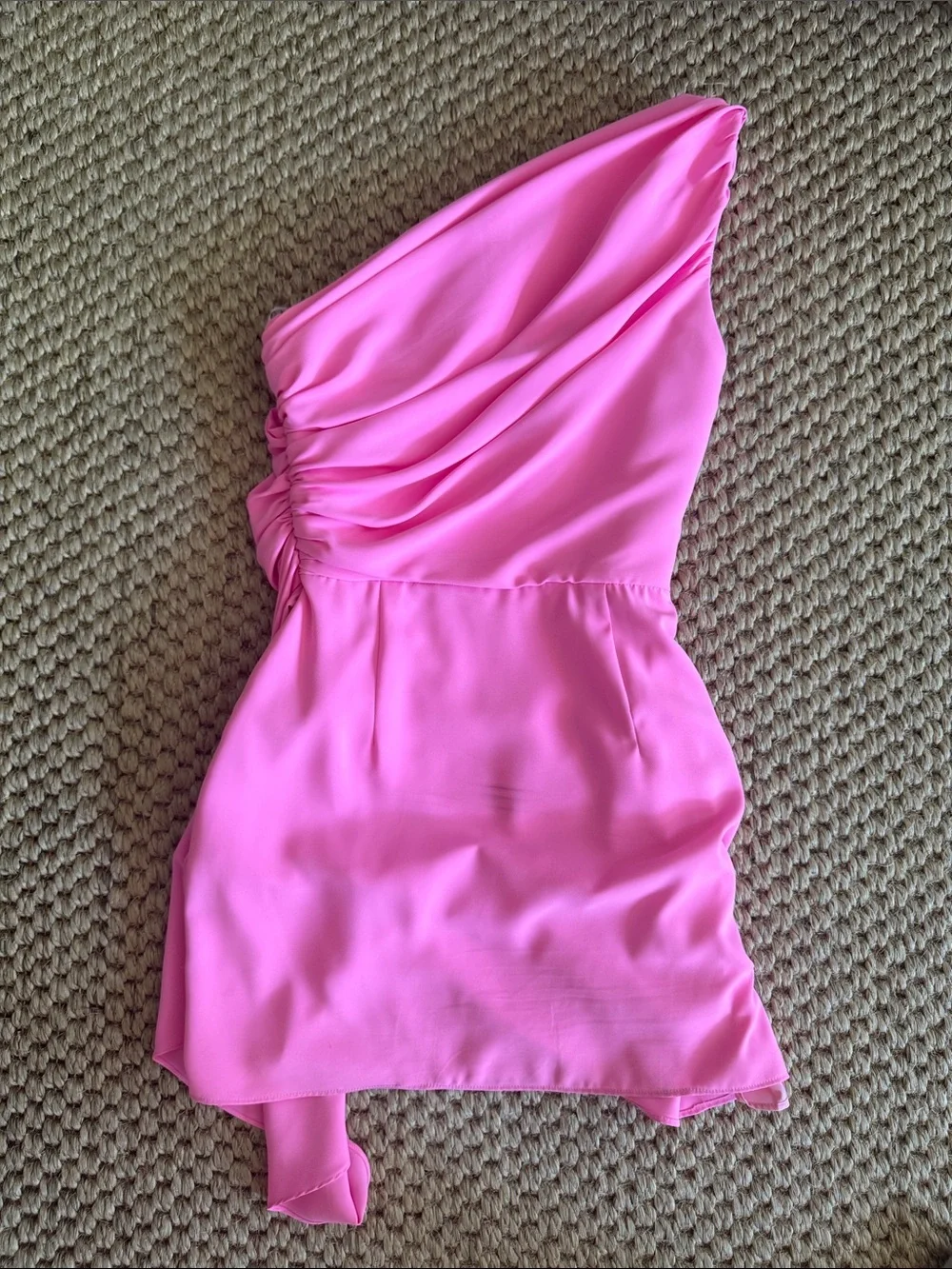 Amanda Uprichard Hot Pink One-Shoulder Mini Dress - Picture 4 of 5